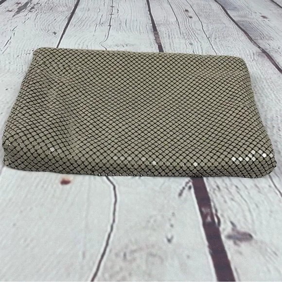 Whiting And Davis Mesh Chainmail Clutch Crossbody Taupe Tan - Picture 6 of 14